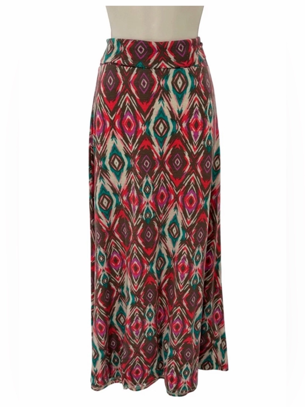 Mossimo Supply Co. Multicolor Geometric Maxi Skirt with Teal and Pink Accents M